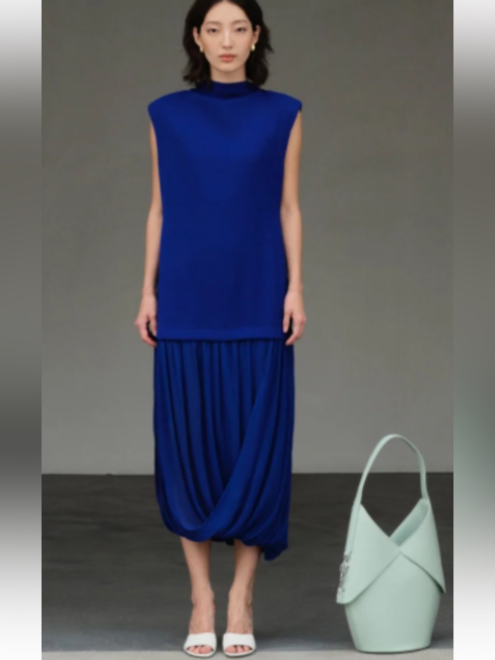 Zara Royal Blue Draped Midi Dress